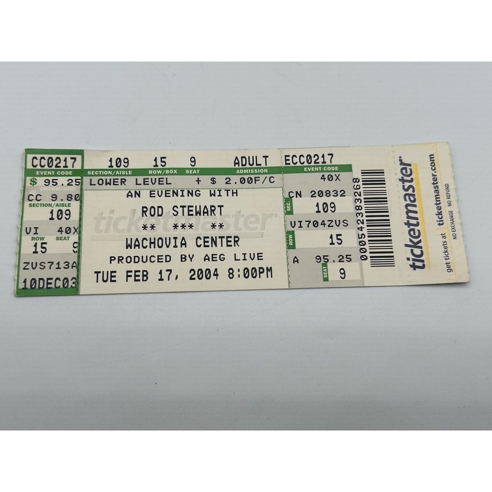 2/17/2004 Rod Stewart Wachovia Center Concert Ticket